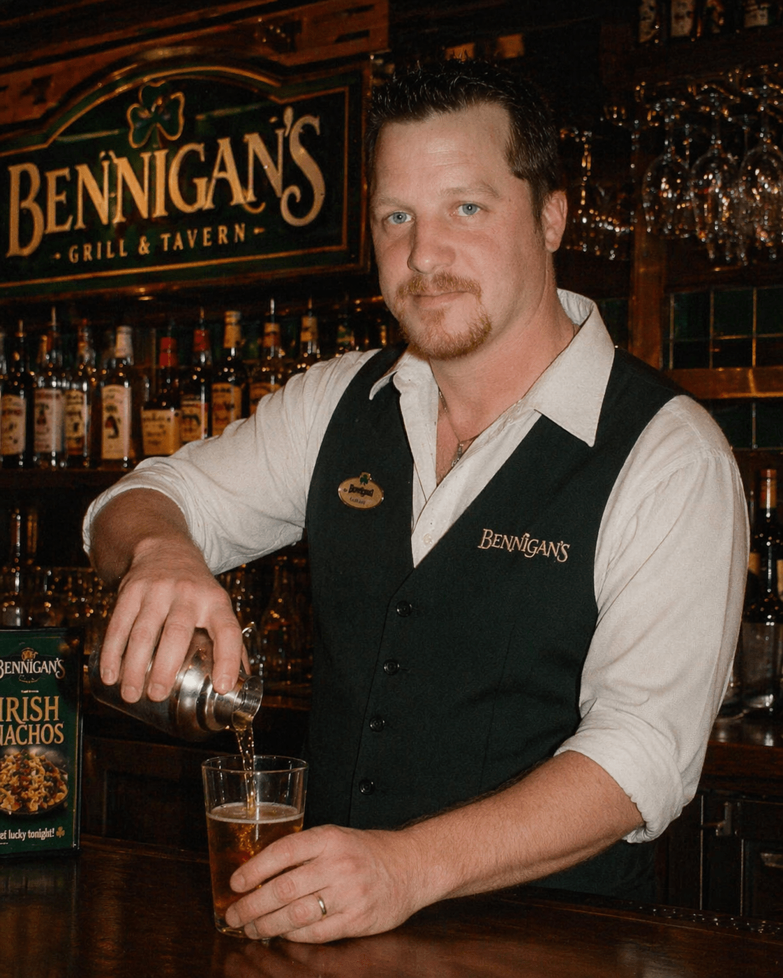 Donnie Boivin Bartending at a Bennigan's Restaurant